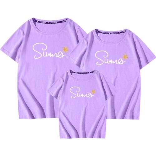 27kids Father Mother Boy Girl Matching Clothes Summer Pattern Short Sleeve Casual T-shirt Top Family Parent-child Outfits