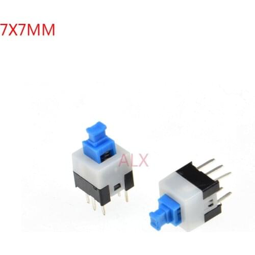30PCS 7X7MM 6PIN Self locki push button switch Micro TAcT Key Switch Self-locking power SWITCH ON/OFF 7*7 7X7