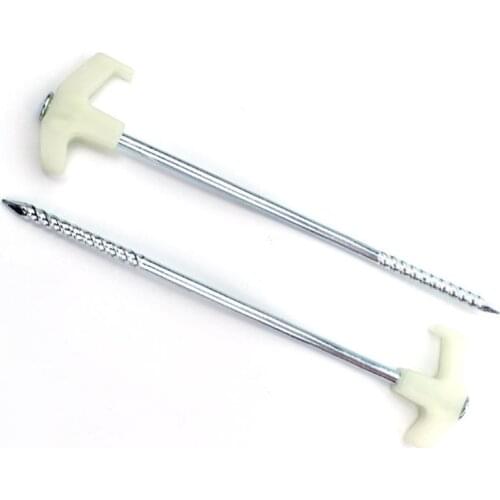 8pcs Camping Outdoor Tent Nail Fishing Canopy Screw Stakes Nail Screw Stakes Hook Tent Pegs light With Florescent Light