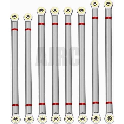 8PCS Aluminum Alloy Chassis RC Link Rod Linkage Set 313MM Wheelbase For 1/10 AXIAL SCX10 RC Crawler Car