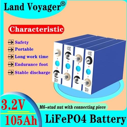 Land Voyager 3.2V 105Ah lifepo4 battery 3C cell rechargeable for EV RV battery pack solar EU US TAX FREE