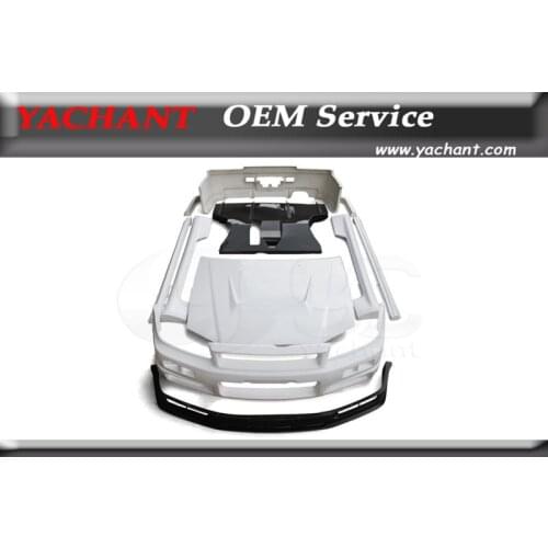 Car-Styling Full FRP Fiber Glass Bodykits Fit For 99-00 Skyline R34 GTT 2D 4D GTR Conversion Body Kit Bumpers Lip Skirts Hood