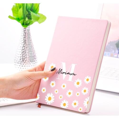 A5 A6 New Popular Custom Daisy Name Diary Notebook Daily Business Office Leather Work Notebook Diary Notepad School Supplies