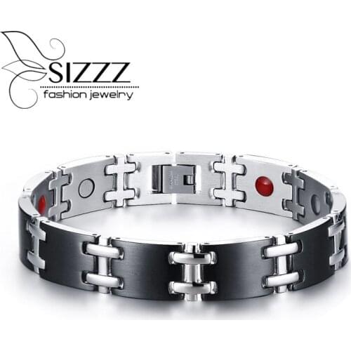 SIZZZ Europe and the United States cross - border jewelry titanium steel band man magnet bracelet&bangles