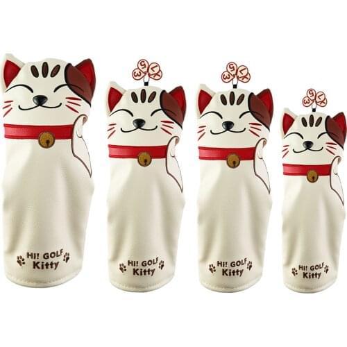 4pcs Golf Wood Headcover for Driver Fairway Hybrid Set Mallet Putter PU Leather