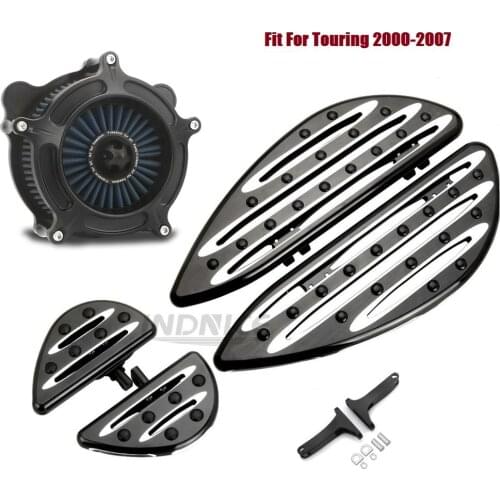 Deep cnc cut Black Floorboards Footboards Air Filter Fit For harley Dyna Switchback FLD 2012-2016 FLHX FLHT FLTR 2000-2007