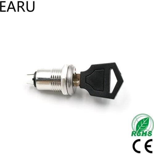 12mm Zinc Alloy Electronic Key Switch ON OFF Lock Switch Phone Lock Security Power Switch Tubular Terminals+2 Keys 2 Position