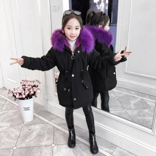 Kids Jacket Girls Winter Coat Child Length Thick Jacket Velvet Cotton Coat Children Winter Clothing Clothes for Girls Teenagers