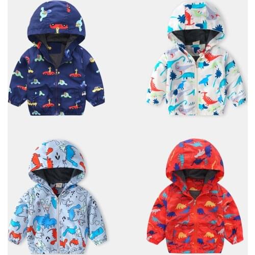Kids Trench Coat Childrens Clothes Stormsuit Boys' Coat New Spring Autumn Outfit Clothes Baby Cartoon Dinosaur Zipper Jacket