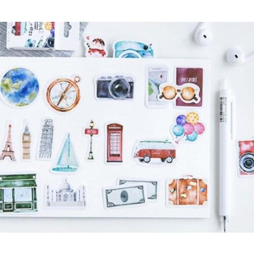 For Student 46 pcs/box A Persons Travel Lovely Decoration For Masking Notebook Fashion Kids Paper Decorative Sticker