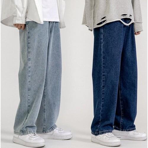 Mens Loose Jeans Fashion Straight New Casual Wide Leg Pants Man Streetwear Korean Hip Hop Trousers Spring Summer jeans 3 Colors