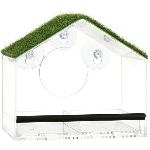 E56C Acrylic Window Bird Feeder for Outdoors with Food Tray Vent Drain Holes