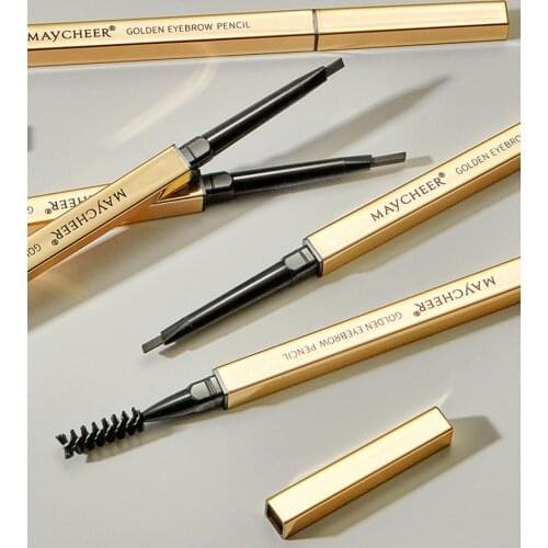 Small Gold Bar Double Headed Eyebrow Pencil Ultra Fine Waterproof Sweat Proof No Smudging No Makeup Natural Foggy Eyebrows