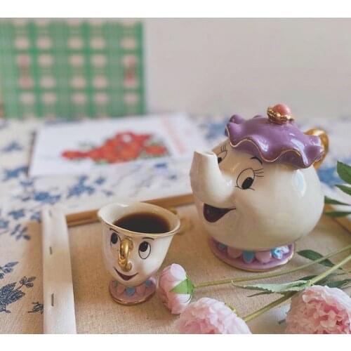 Beauty and the Beast ceramic gold-plated teapot and teacup living room coffee table coffee pot breakfast milk cup creative gift