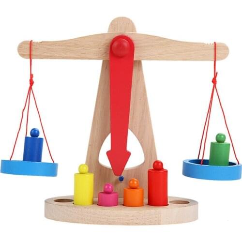 Montessori Educational Toy Small Wooden New Balance Scale Toy With 6 Weights For Kids baby Balancing Wood Toys Birthday Gifts