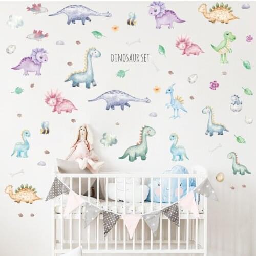 Cartoon Dinosaur set Wall Stickers for Kids rooms Nursery Wall Decor Removable Decals for Nursery Home Decor Vinyl Art Murals
