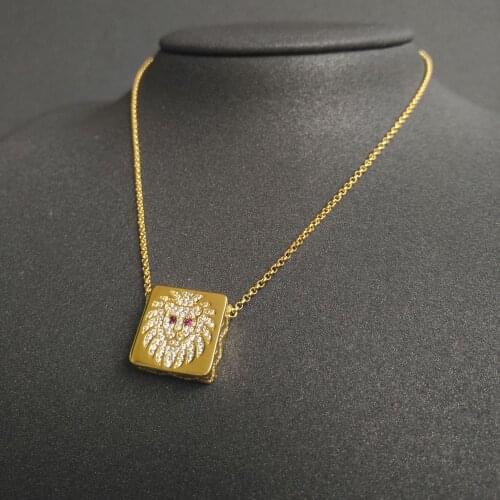 New Punk Necklace Chokers For Women Gold Color Geometric Square Pendant Necklaces Lion Statement Party Hip Pop Jewelry Zk30