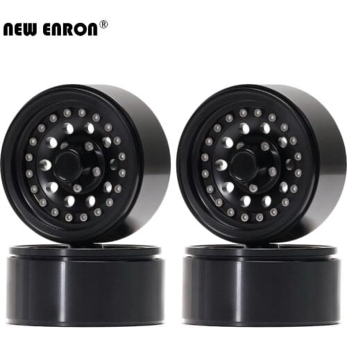 NEW ENRON 4P 1.9inch Aluminum Alloy Black/Silver Beadlock Wheel Rim for 1/10 RC Crawler Axial SCX10 90046 AXI03007 Traxxas TRX4