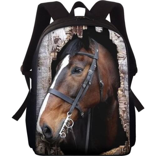 Fashion Horse 3D 15” School Bag for Boys Girls Orthopedic Kids Backpacks Schoolbag Primary Students Book Bags Mochila Escolar