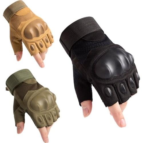 Fingerless Mens Gloves Hard Knuckle Military Tactical Gloves Outdoor Sports Shooting Hunting Airsoft Motorcycle Cycling Gloves
