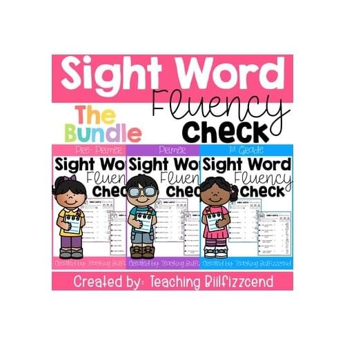 Sight Word Fluency Check (Pre-Primer, Primer & 1st Grade) (The Bundle) Learning PDF Electronic File