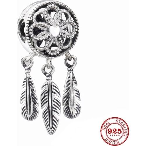 925 Sterling Silver Beads Spiritual Dreamcatcher Dangle Charm Fit Original Pandora Pendant Charms silver 925 Bracelet Jewelry