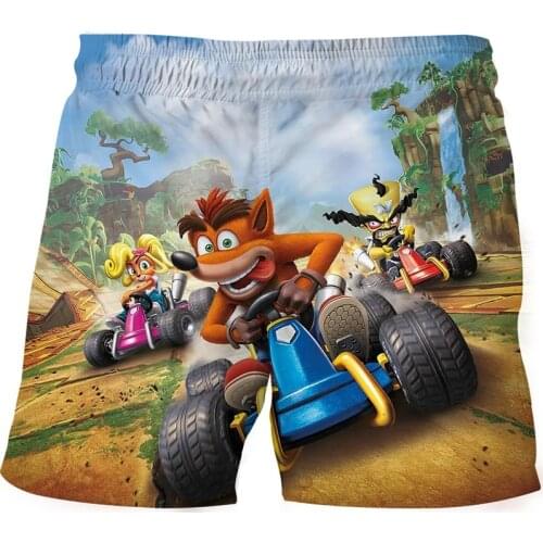Newest Cartoon Game Crash 3D Shorts Children Quick-dry Beach Shorts of the Wolf Casual Fashion Fhorts For 4-14 Years Boys Teen