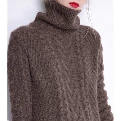 GejasAinyu sweaters fashion 2020 women turtleneck sweater Long sweater dress Loose knitting Pullover womens sweaters winter tops