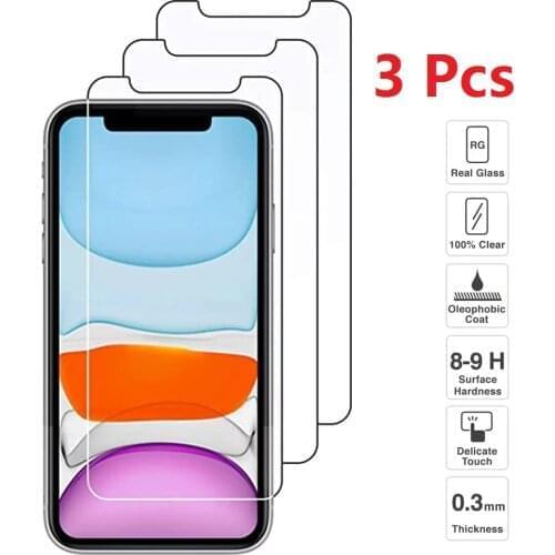 3PCS Safety Front Tempered Glass On The For iPhone 11 Pro X XS Max XR 12 Mini SE 2020 Screen Protector Guard Saver Shield HD