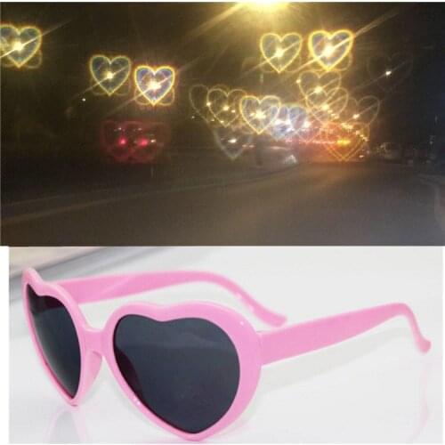 Women Festival Party Magic Love Heart Shaped Sunglasses Light At Night Beautiful Scene Effects Sun Eyewear Decor Accessories
