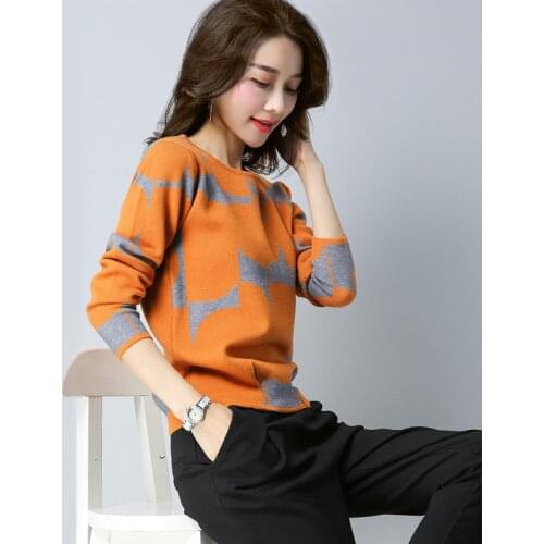 Womens sweaters and pullovers 2021 autumn and winter long-sleeved knit bottom Loose sweater plus size casual Tops Jumper W365