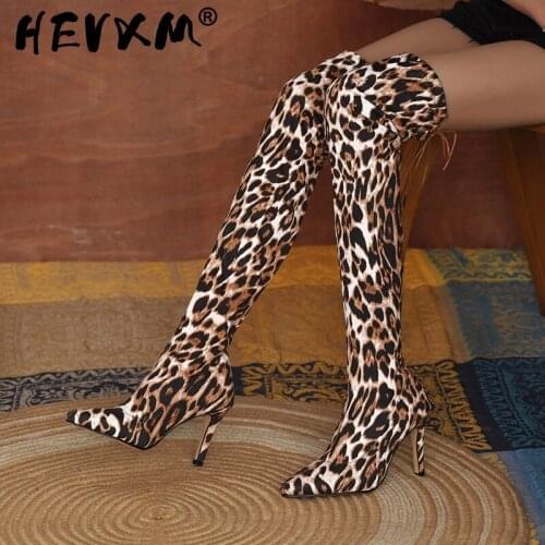 2022 Women New Knee-High Boots Lace Up Sexy High Heels Women Shoes Lace Up Winter Boots Warm Size 35-43 Fashion Boots