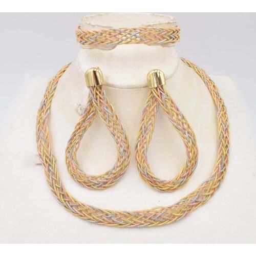 High Quality Big flower Dubai Italy 750 Gold color Jewelry BIG Set For Women african beads jeweLry fashion set earring jewelry