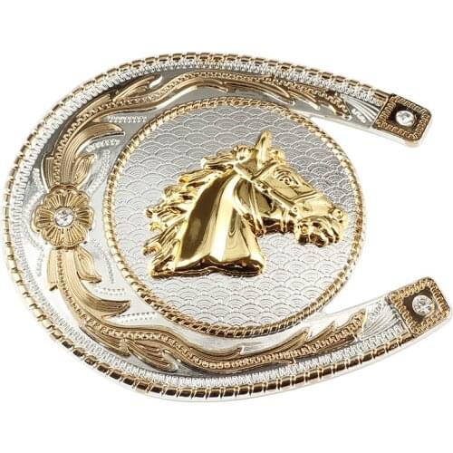 Golden Horse Head Belt Buckle Equestrian Athlete Clothing Accessories