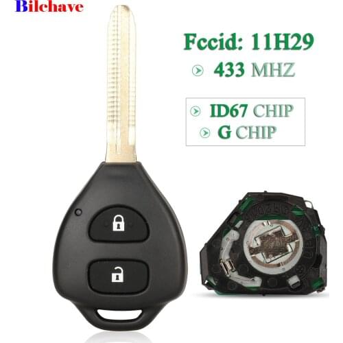 Bilchave 2 Button For Toyota RAV4 Corolla Europe 2006 - 2010 Fob Smart Remote Car Key 433Mhz ID67/ G Chip Fcc:11H29 Replacement