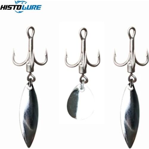 3pcs/lot Fishing Hook Treble Hook with spoon Fishing Tackle 4# 6# High Carbon Steel Treble fishhook spinner bait
