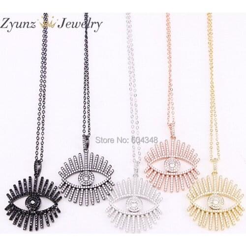5 Strands ZYZ300-4083 New Fashion micro pave cz eye shape fashion pendant necklace European Style Women Jewelry