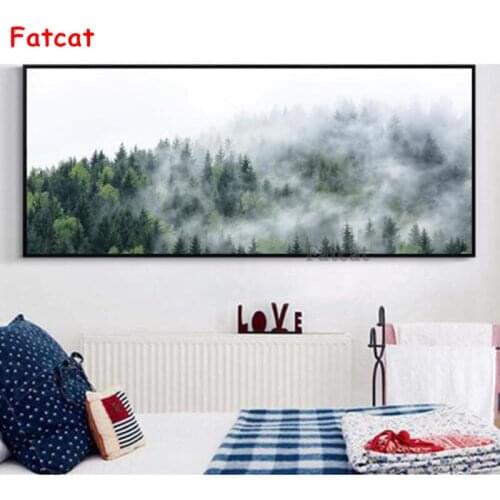 5D Diamond Painting Handwork Gift Nordic Decor Foggy Forest Natural Scenery Cross Stitch Embroidery Square Round Drill PP1842