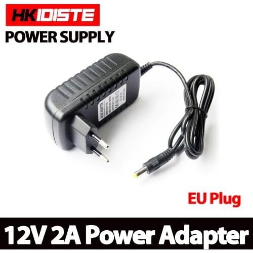 1PCS 12V2A AC 100V-240V Converter Adapter DC 12V 2A 2000mA Power Supply EU Plug 5.5mm x 2.1-2.5mm for LED CCTV