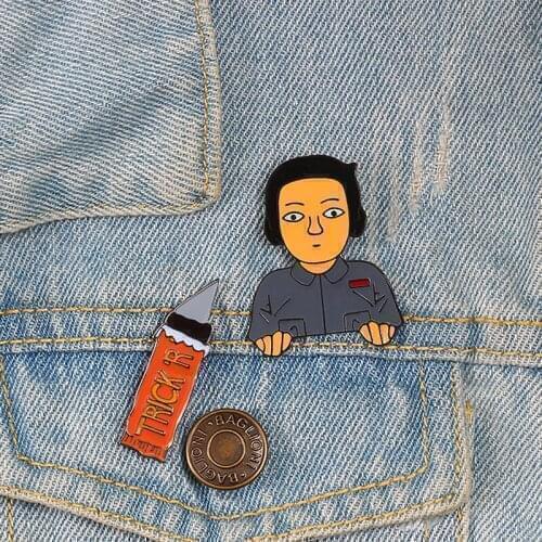 Fashion Creative Women Enamel Brooch Cartoon Figure Girl Knife Badge Pin Jewelry Jackets Backpack Button Lapel Pins Accessories
