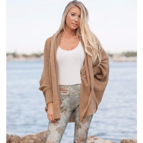 BYUAN 2018 Autumn Winter Women Knitted Sweater Cardigan Fashion Long Loose Batwing Sleeve Sweater Women Warm Ladies Sweaters