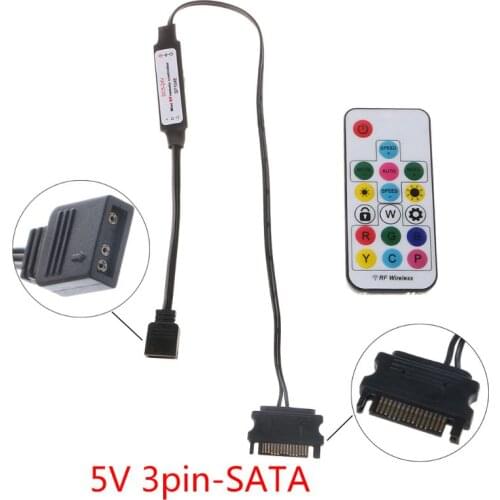 RGB Controller RF Wireless Remote Control for Case LED Light 3Pin 5V/4Pin 12V