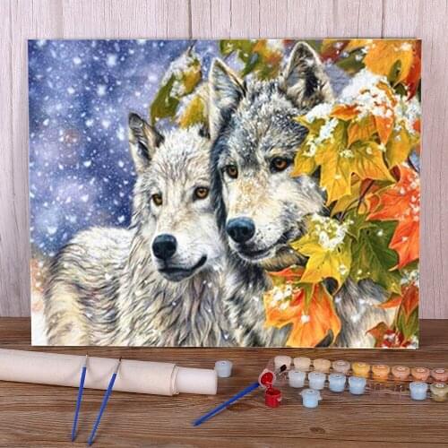 Wolf Animal Painting By Numbers Complete Kit Oil Paints 40*50 Canvas Painting Wall Paintings Adults Wall Art Drawing