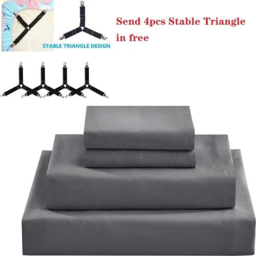 3/4pcs Bedding Set Solid Color Soft Sanding Thick Bed Flat Sheet +Mattress Cover +2pcs Pillowcase King Queen Size Bedding Set