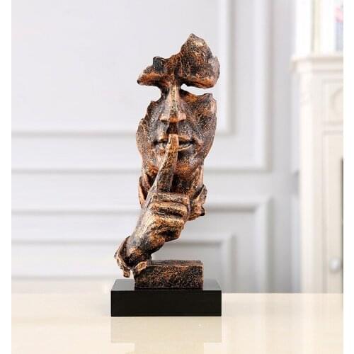 CREATIVE LIVING ROOM ART DECORATION FURNISHINGS SILENCE IS GOLD THINKER SCULPTURE RETRO RESIN CRAFTS ORNAMENTS