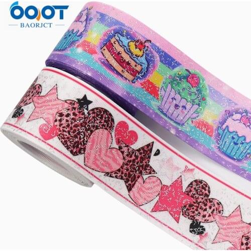 M-21403-373,50MM,10Yards Color Glitter Love Printed Grosgrain Ribbons,Clothing Bow Cap DIY Decorations Materials
