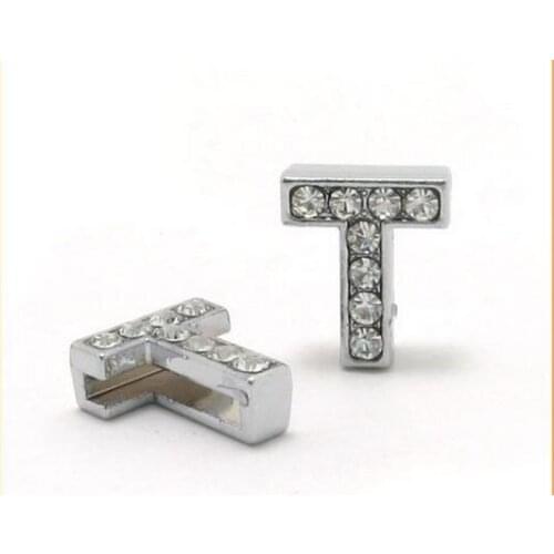 FASHIONAL! 8mm 50pcs *T* Slide letters Wear letters Fit Wristbands or Pet Collar DIY Accessories