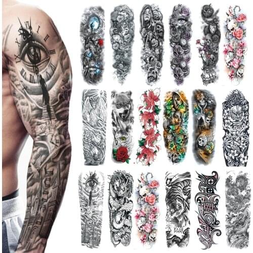 8/10/20Pcs Fake Temporary Tattoo Sleeves Full Long Slip On Arm Tattoo Sleeve Kit Waterproof Flash Tattoos Body Art Arm Tattoos