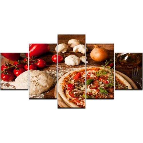 Wall Art Canvas Direct Selling Simple Style Poster Kitchen Home Decor Modern Food Pizza 5 Set Modular Pictures HD Print Painting