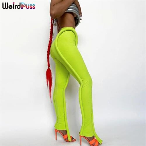 Weird Puss Sexy Women Low Waist Pants Trend Design Fitness Casual Ribbed Skinny Fashion Streetwear Slim Sporty Running Jogger
